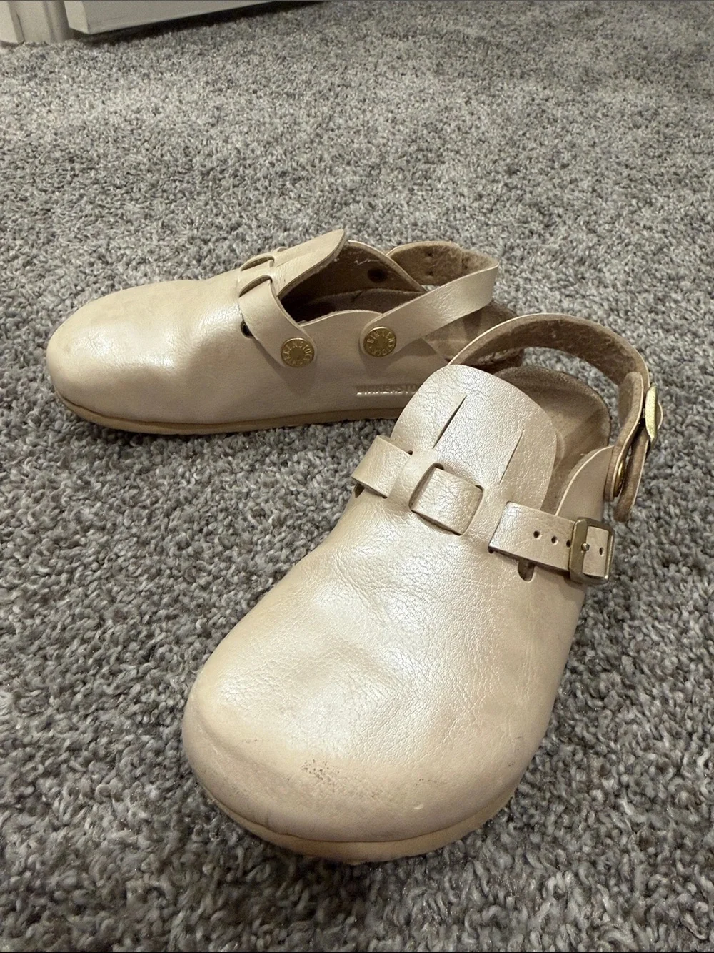 Birkenstock Kay Kids Birko-Flor in Graceful Pearl White, size 12-12.5